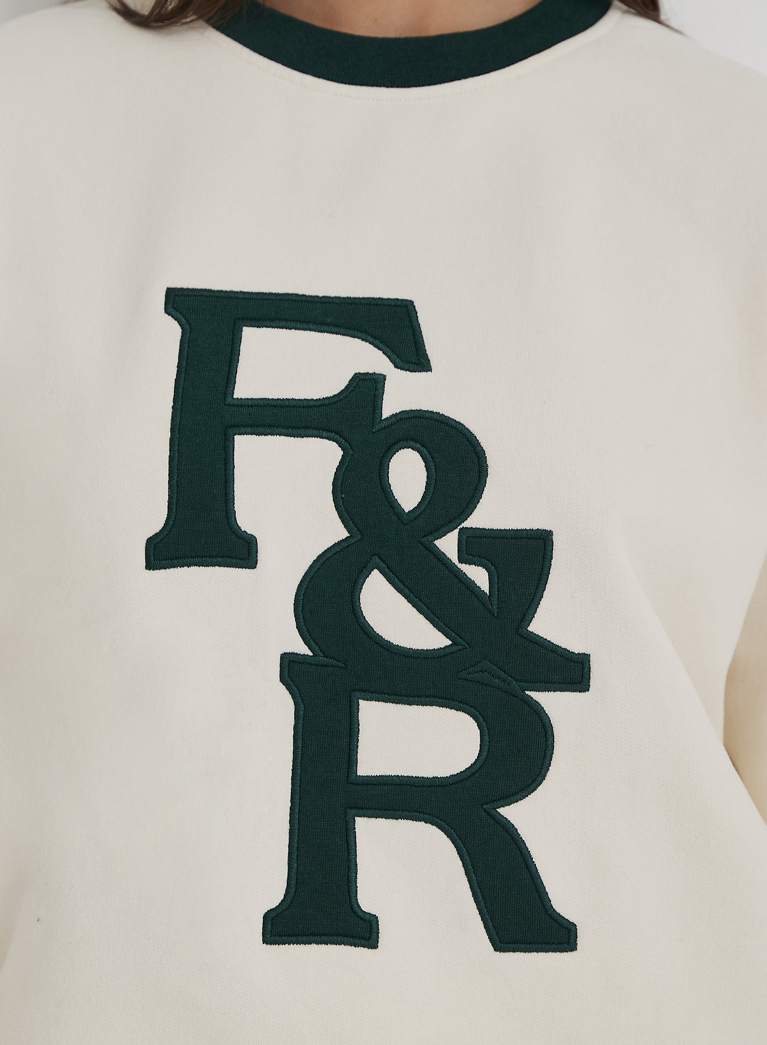 Cream F&R Branded Relaxed Oversized Sweatshirt